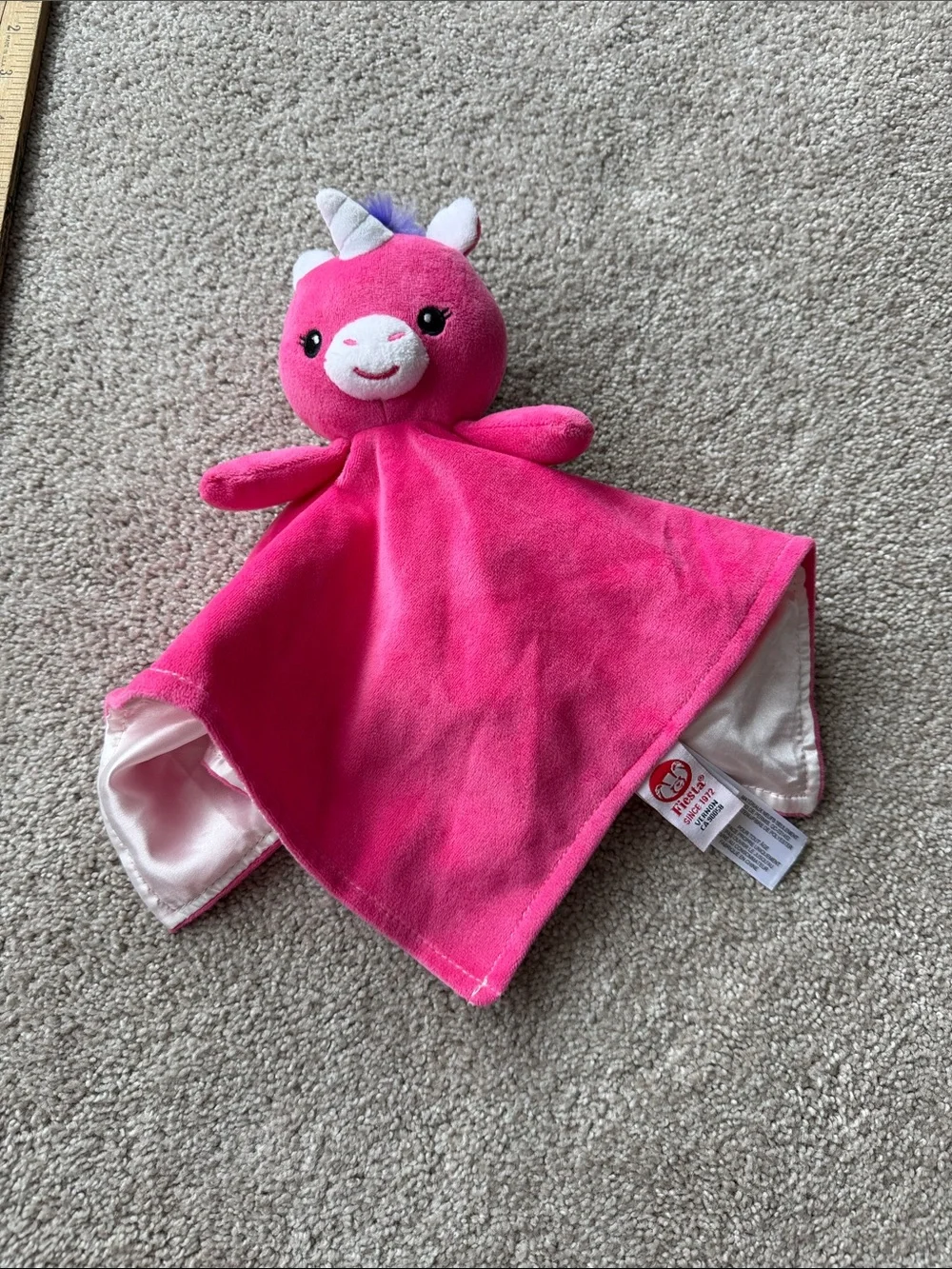 Jellycat Hot Pink Unicorn Lovey with Purple Mane